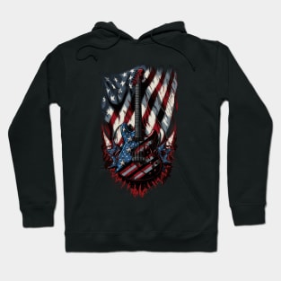 Patriotic USA 4th of July Guitarist Concert Festival Guitar Hoodie